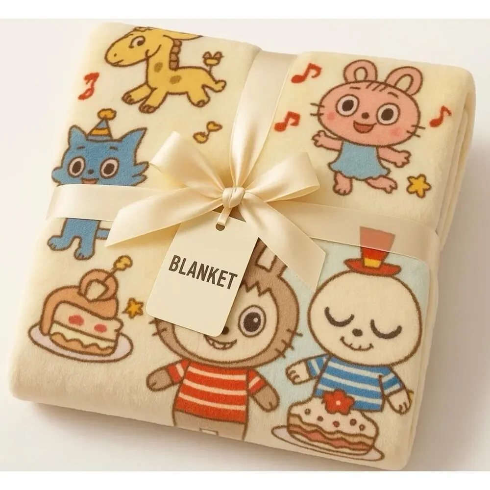 Labu buCute Cartoon Plush Throw Blanket, 60” x 78” Soft Fluffy Warm Cozy Fleece